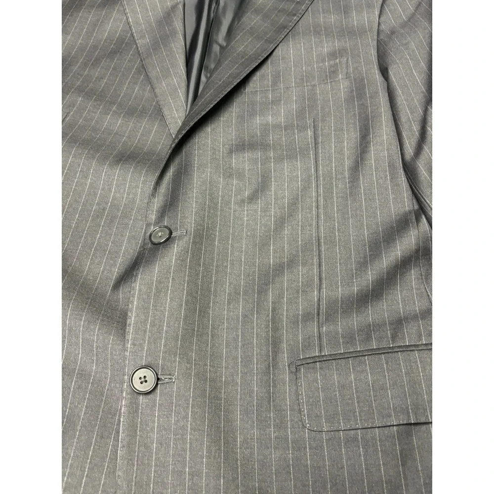 Hickey Freeman Loro Piana Super 150s Wool Pinstripe Blazer 42L Charcoal‎